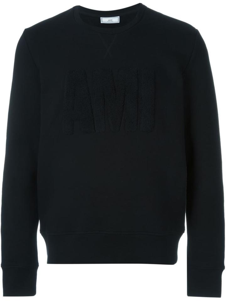 Ami Alexandre Mattiussi Logo Appliqué Sweatshirt, Men's, Size: Xl, Black, Cotton