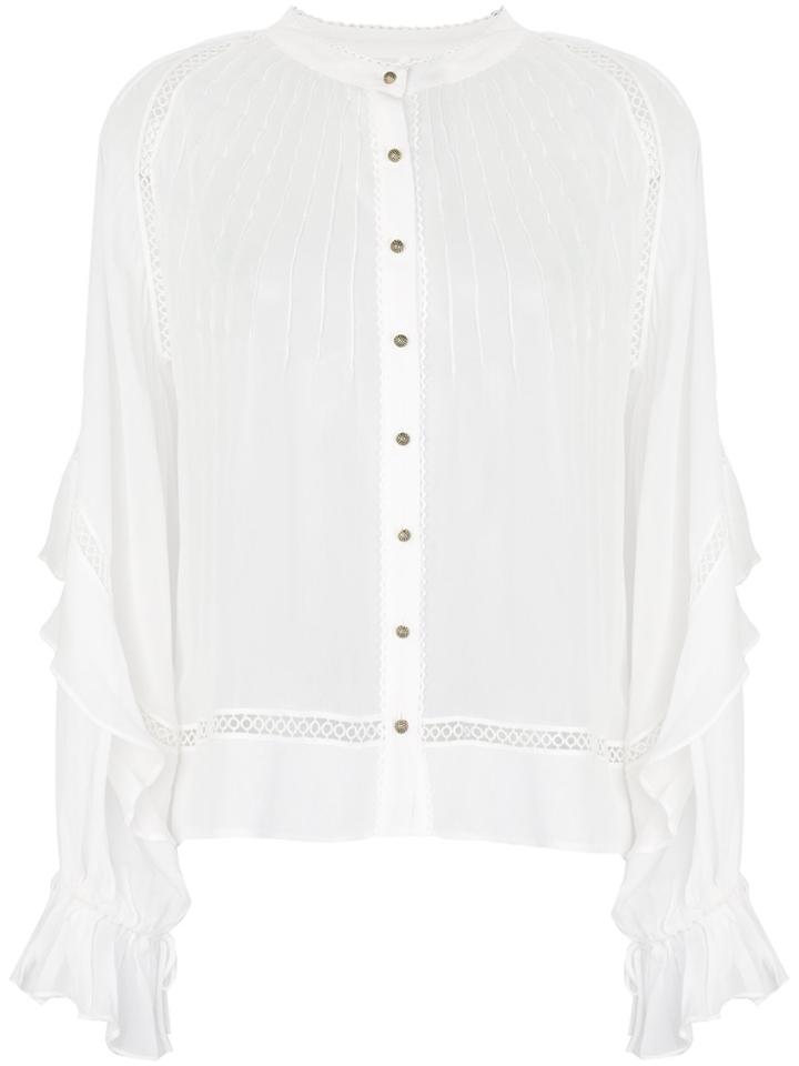 Aje. Ruffled Peasant Blouse - White