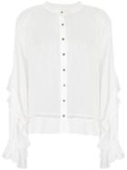 Aje. Ruffled Peasant Blouse - White