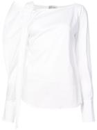 Balossa White Shirt Hendi Asymmetric Structured Shoulder Top