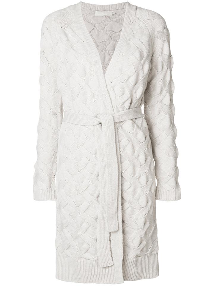 L'autre Chose Long Belted Cardigan - White