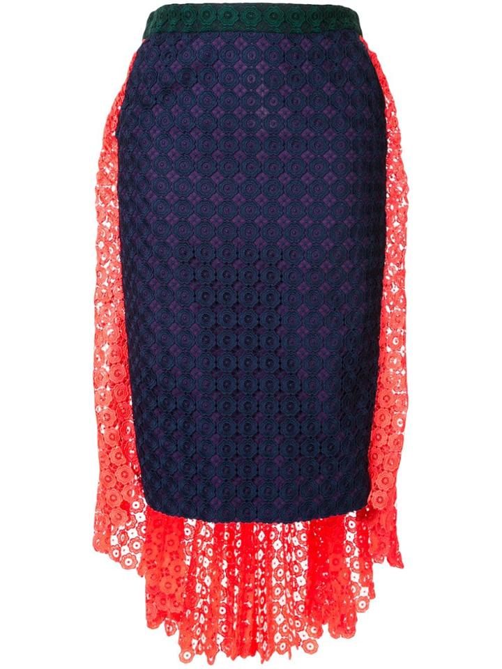 Facetasm Lace Panelled Skirt - Multicolour