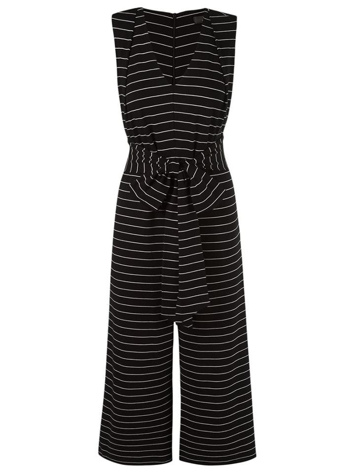 Andrea Marques V-neck Striped Dress, Women's, Size: 42, Black, Cotton