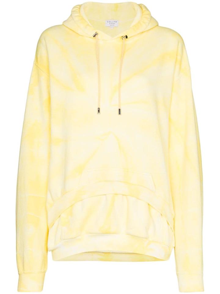 Collina Strada Double Hem Tie-dyed Hoodie - Yellow