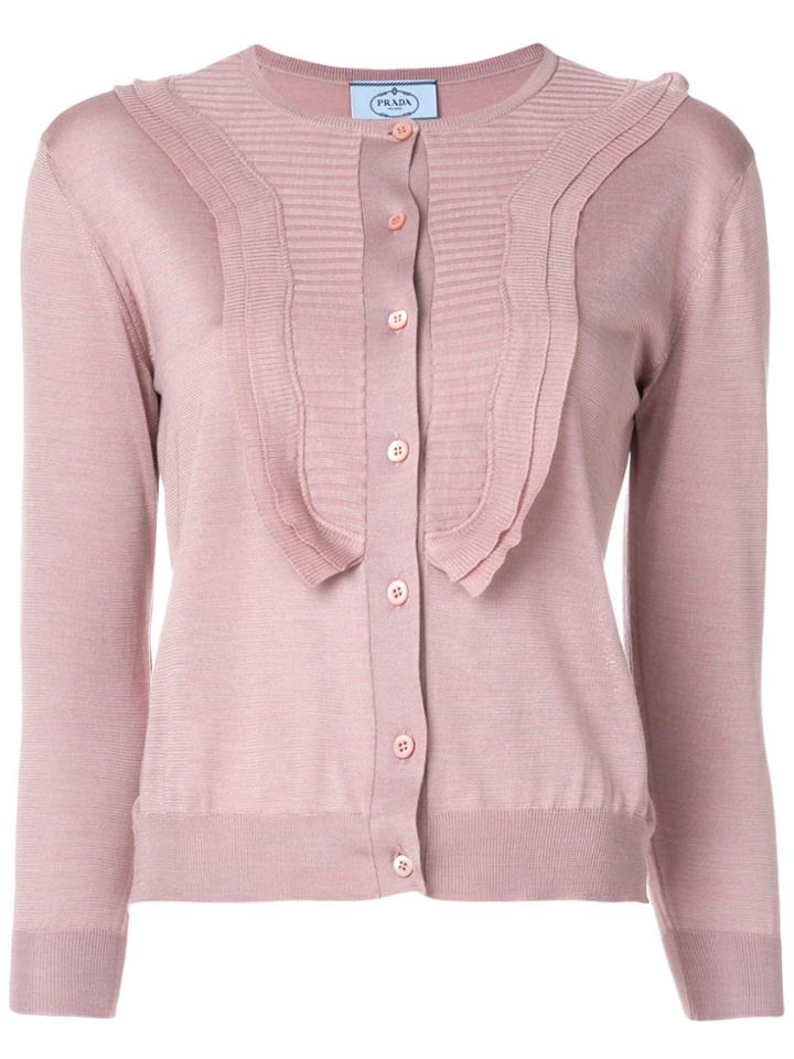 Prada Ruffle-trimmed Cardigan - Pink & Purple