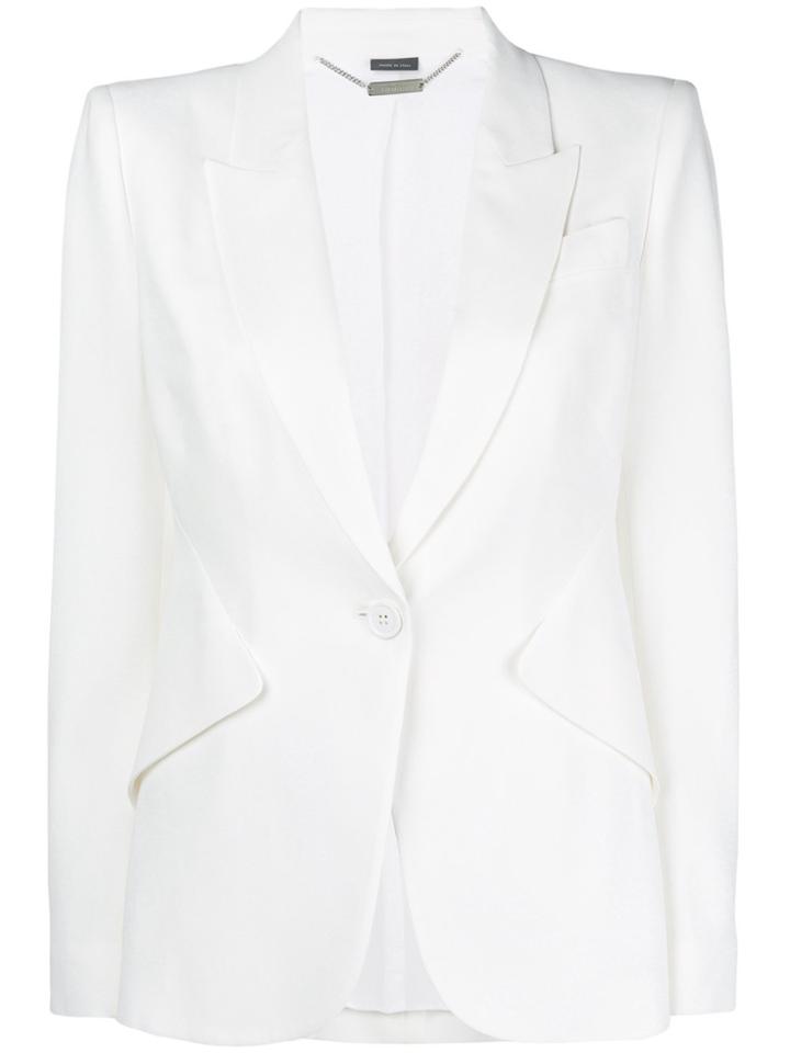 Alexander Mcqueen Single Button Blazer - White