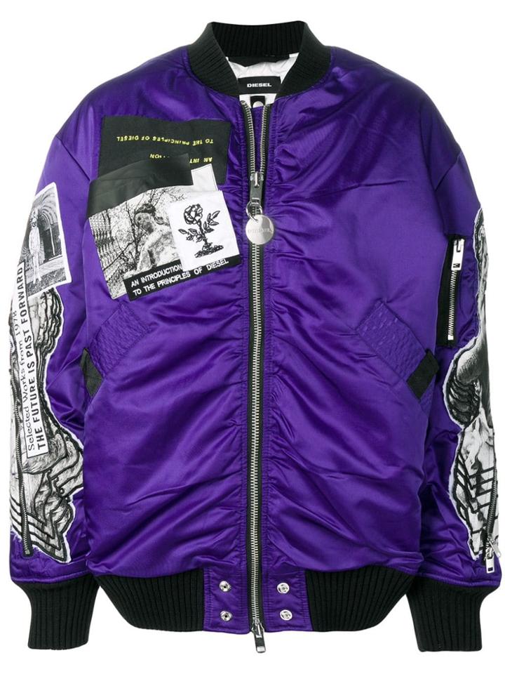Diesel Oversized Bomber Jacket - Purple