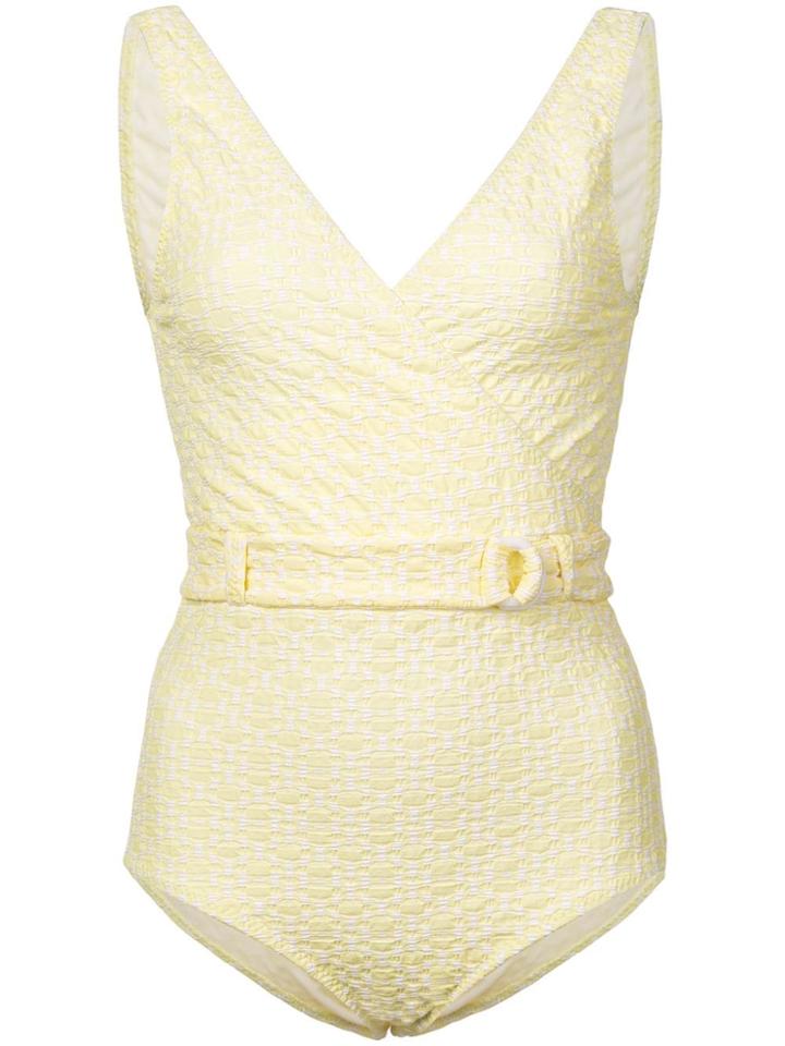 Lisa Marie Fernandez Belted Swimsuit - Yellow & Orange