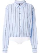 Unravel Project Striped Shirt Bodysuit - Blue