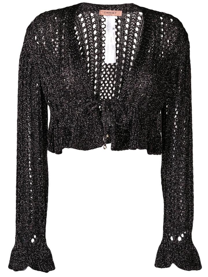 Twin-set Cropped Knit Cardigan - Black