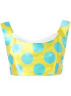 Ultràchic - Polka Dot Cropped Top - Women - Silk/polyester/acetate/pbt Elite - 42, Yellow/orange, Silk/polyester/acetate/pbt Elite