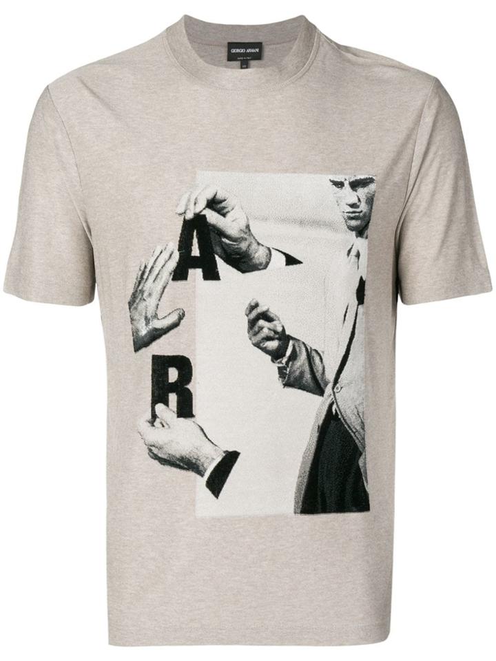 Giorgio Armani Graphic Print T-shirt - Neutrals