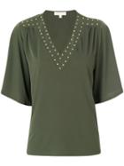 Michael Michael Kors - Stud Embellished T-shirt - Women - Polyester/spandex/elastane - M, Green, Polyester/spandex/elastane