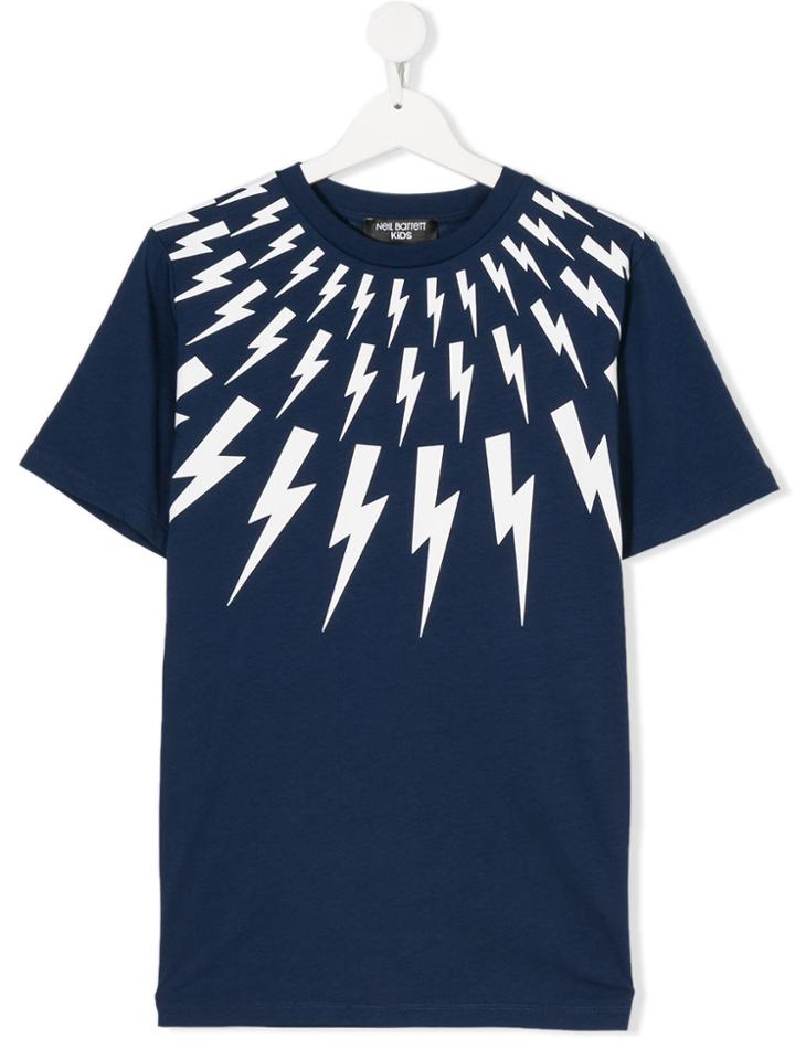 Neil Barrett Kids Lightning Bolt Print T-shirt - Blue