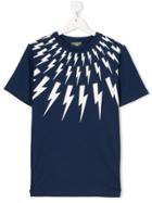 Neil Barrett Kids Lightning Bolt Print T-shirt - Blue