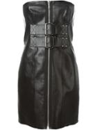 Alexander Wang Strapless Corset Dress, Women's, Size: 00, Black, Leather/elastodiene/nylon