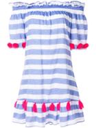 Sundress Lily Striped Pompom Trim Dress - Blue