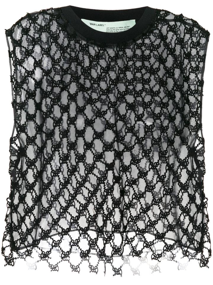 Off-white Embroidered Top - Black