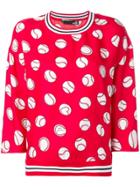 Love Moschino Red Ball Print Jersey Topcropped