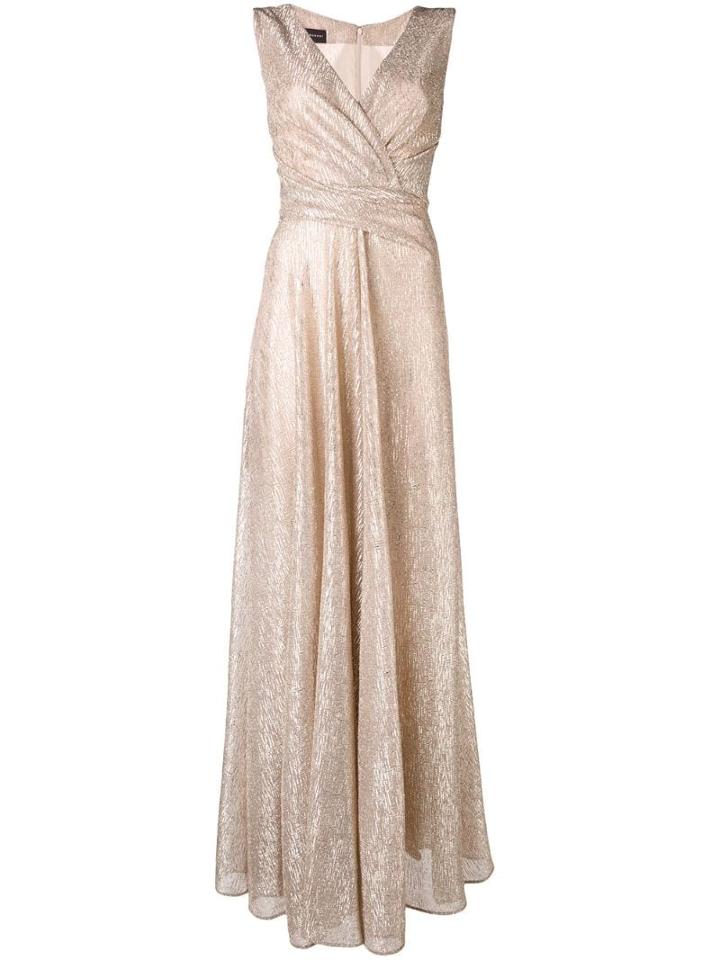 Talbot Runhof Metallic Wrap Dress - Neutrals
