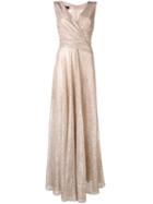 Talbot Runhof Metallic Wrap Dress - Neutrals
