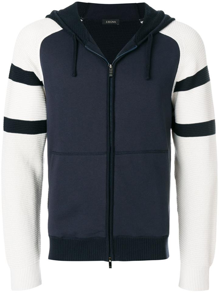 Z Zegna Colour-block Hooded Sweatshirt - Blue