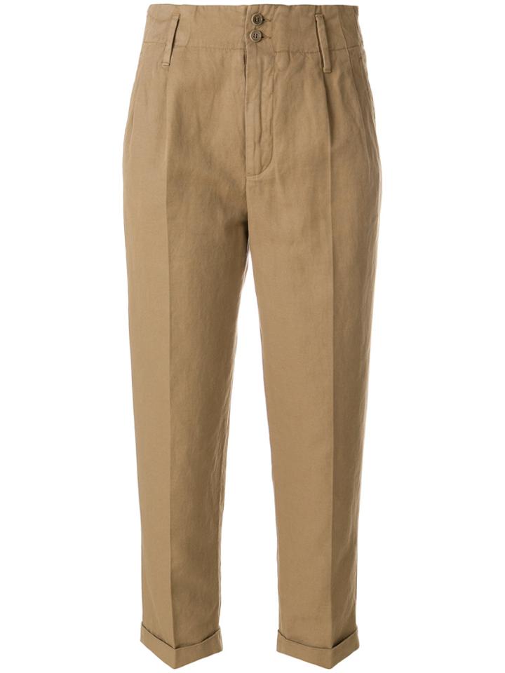 Aspesi High Rise Cropped Pants - Brown