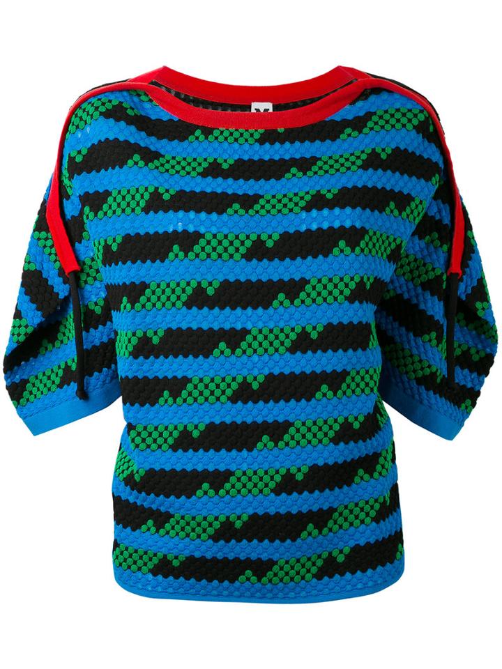 M Missoni - Zig-zag Pattern Knitted Blouse - Women - Cotton/polyamide/polyester - M, Women's, Blue, Cotton/polyamide/polyester