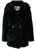 Apparis Double-breasted Faux-fur Coat - Black