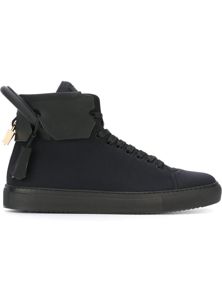 Buscemi 125mm Hi-top Sneakers, Men's, Size: 44, Black, Leather/rubber/nylon