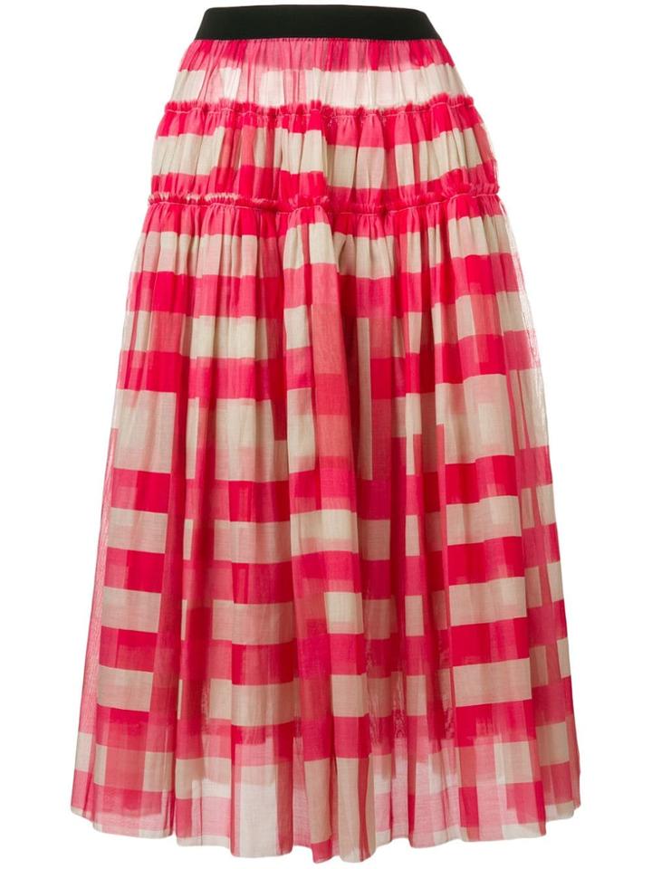 Sara Lanzi Checked Gathered Skirt - Pink