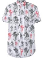 Comme Des Garçons Shirt - Printed Striped Shortsleeved Shirt - Men - Cotton - Xs, White, Cotton