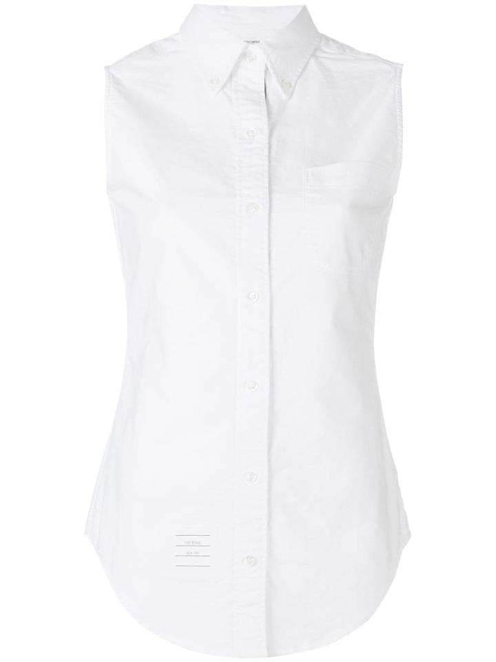 Thom Browne Sleeveless Grosgrain Oxford Shirt - White