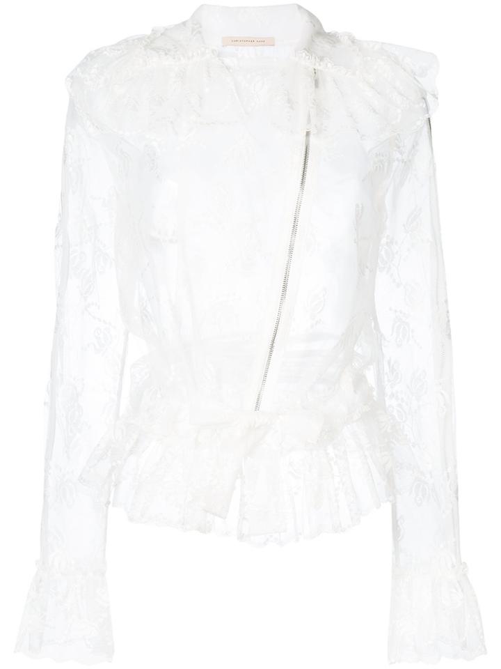 Christopher Kane Tulip Lace Biker Jacket - White