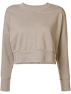 Daniel Patrick Contrast Stripe Cropped Sweatshirt, Women's, Size: Large, Brown, Cotton