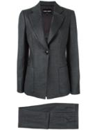 Giorgio Armani Two Piece Suit, Women's, Size: 46, Grey, Silk/virgin Wool/cashmere