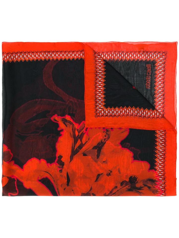 Roberto Cavalli Floral Square Scarf - Red