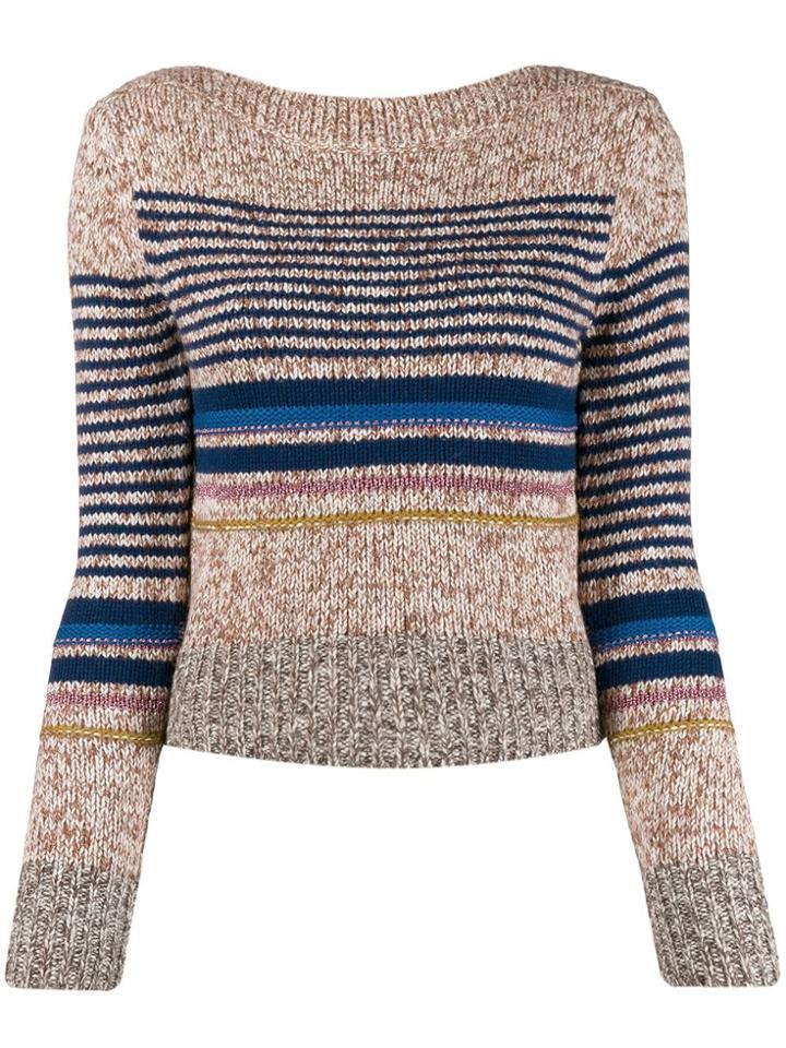 See By Chloé Horiztontal Stripes Sweater - Brown