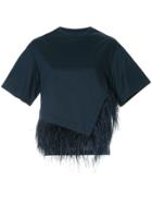 Le Ciel Bleu Feather-embellished Asymmetric Top - Blue
