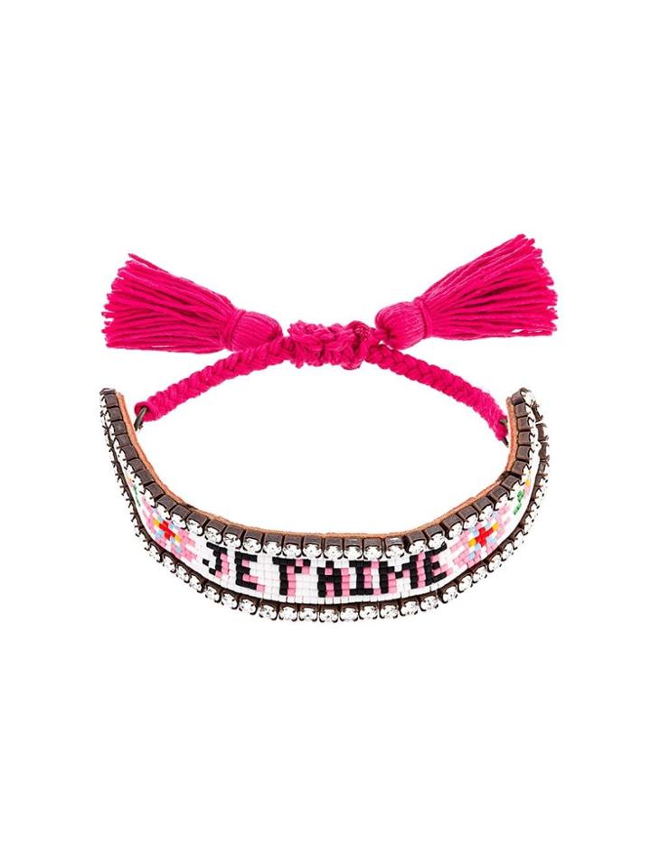 Shourouk 'je T'aime' Tassel Bracelet - Pink & Purple