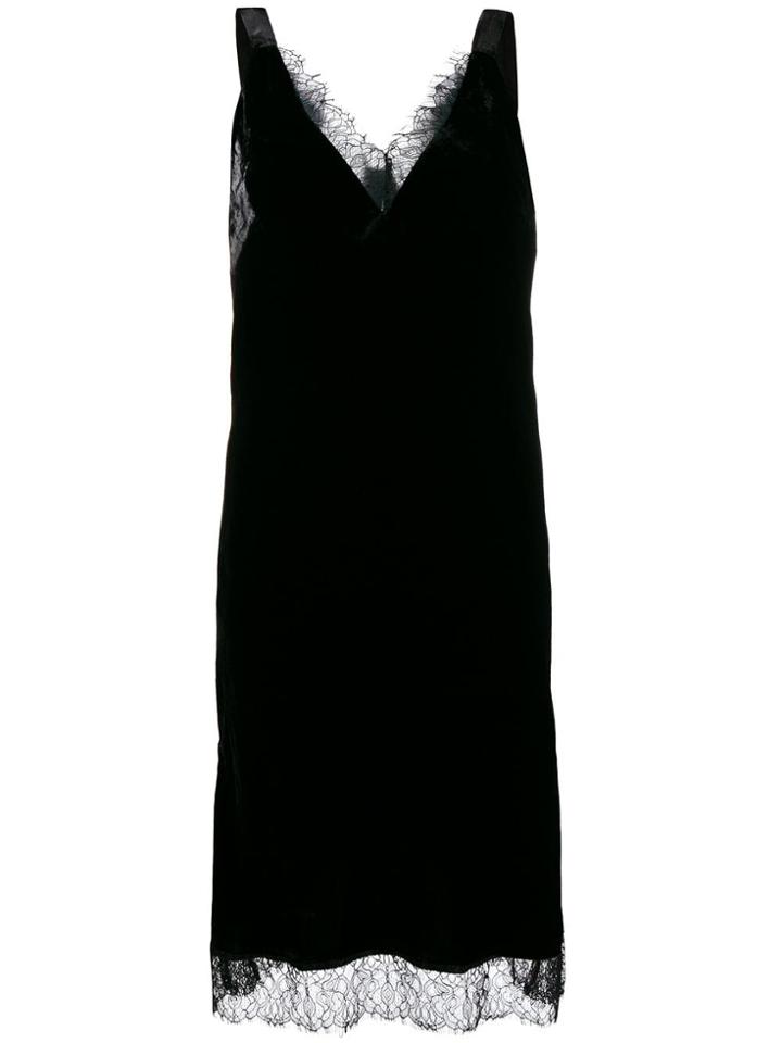 Gold Hawk Lace-trimmed Midi Dress - Black
