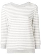Majestic Filatures Striped Fitted Sweater - Grey