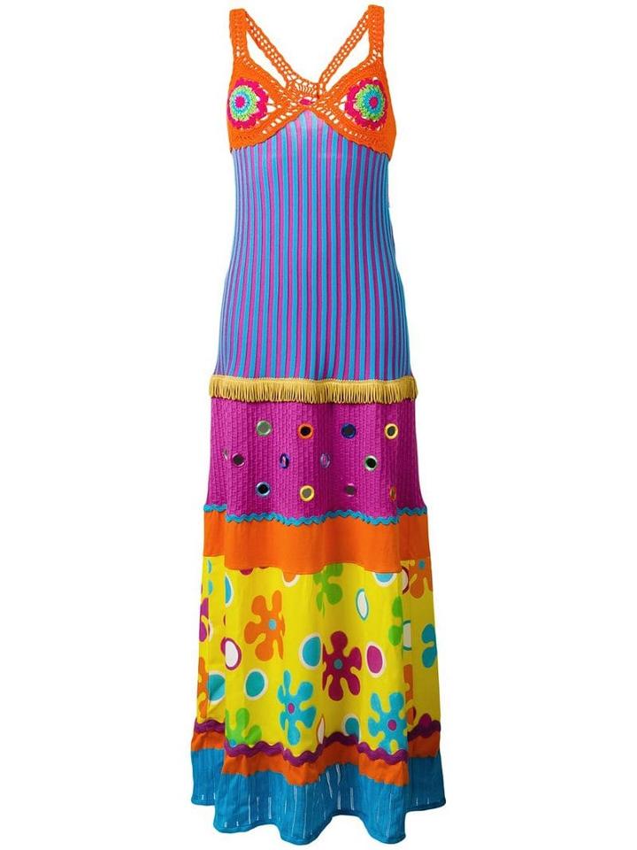 Moschino Mirror Embellished Patchwork Dress - Pink