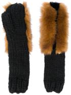 Urbancode Faux-fur Panel Gloves - Black