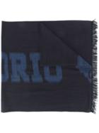 Emporio Armani Logo Wool Scarf - Blue