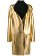 Pinko Contrast Single-breasted Coat - Gold