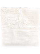 Ermanno Scervino Lace Trim Scarf, Women's, White, Cashmere/silk/viscose/polyester