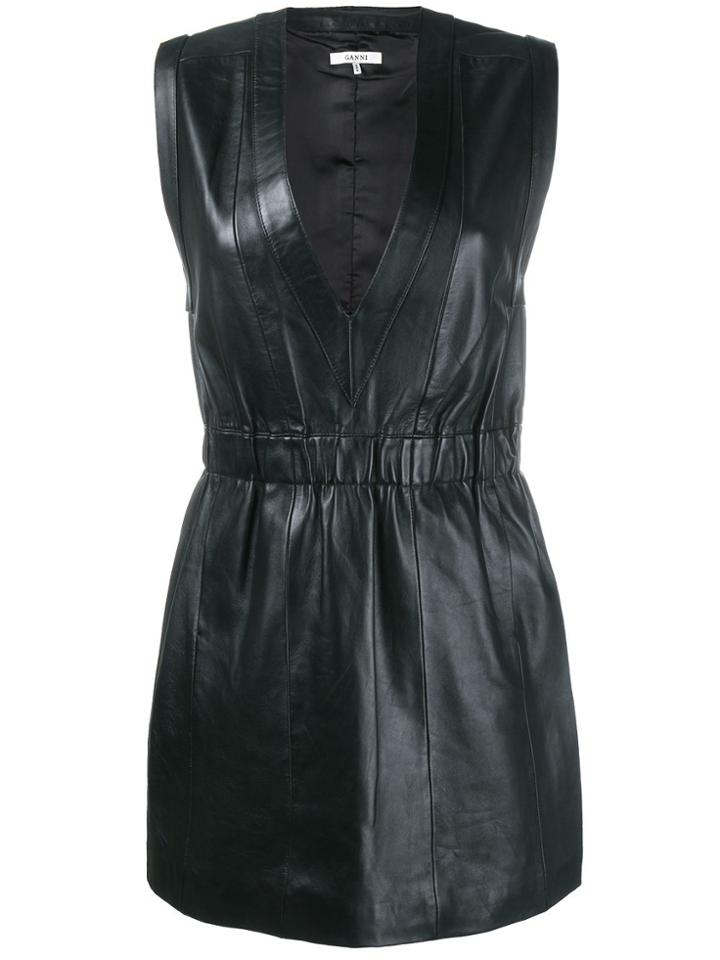 Ganni V-neck Mini Dress - Black