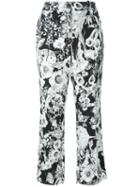 Roberto Cavalli Floral Print Trousers, Women's, Size: 40, Black, Viscose/spandex/elastane/cotton