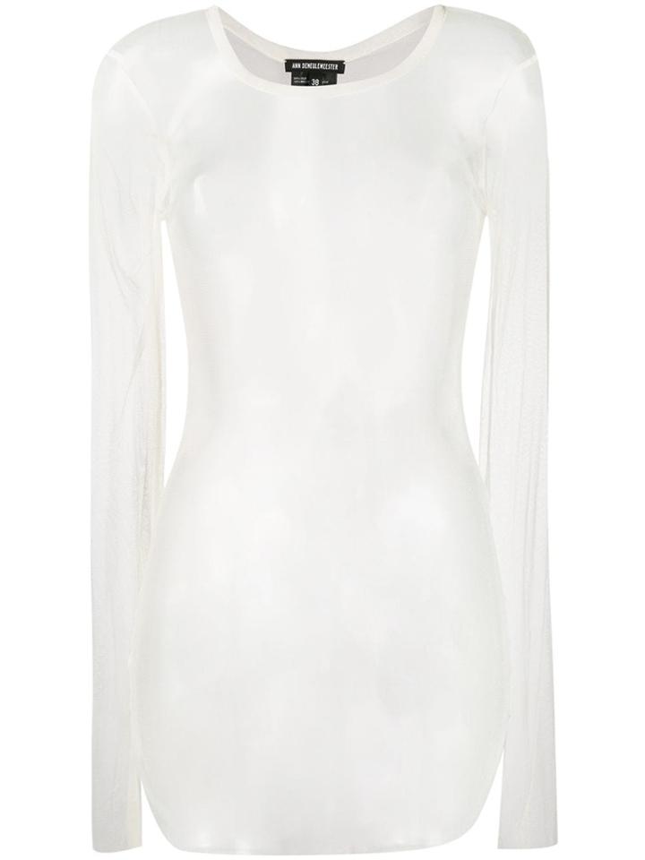 Ann Demeulemeester Long Sleeve Sheer Top - Neutrals